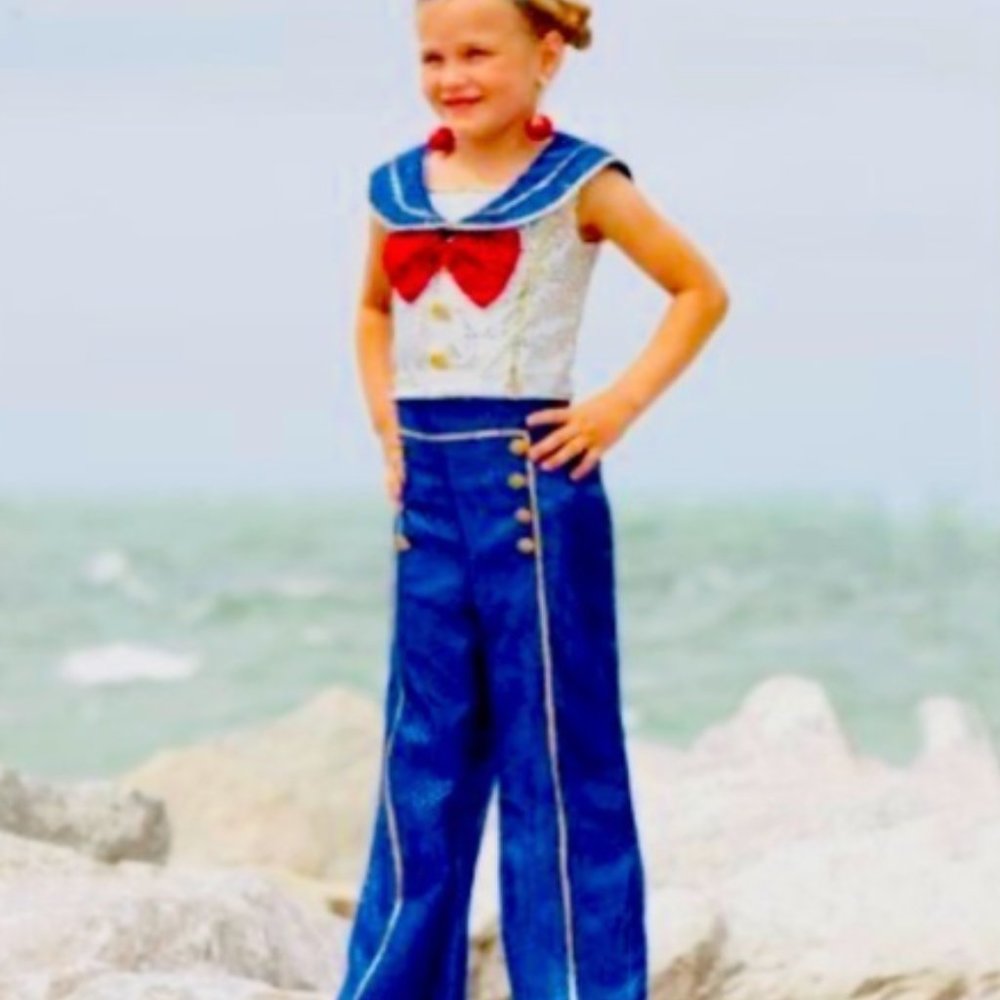 Chasing Fireflies Wishcraft adorable sequin sailor costume hat/top/pants size 4